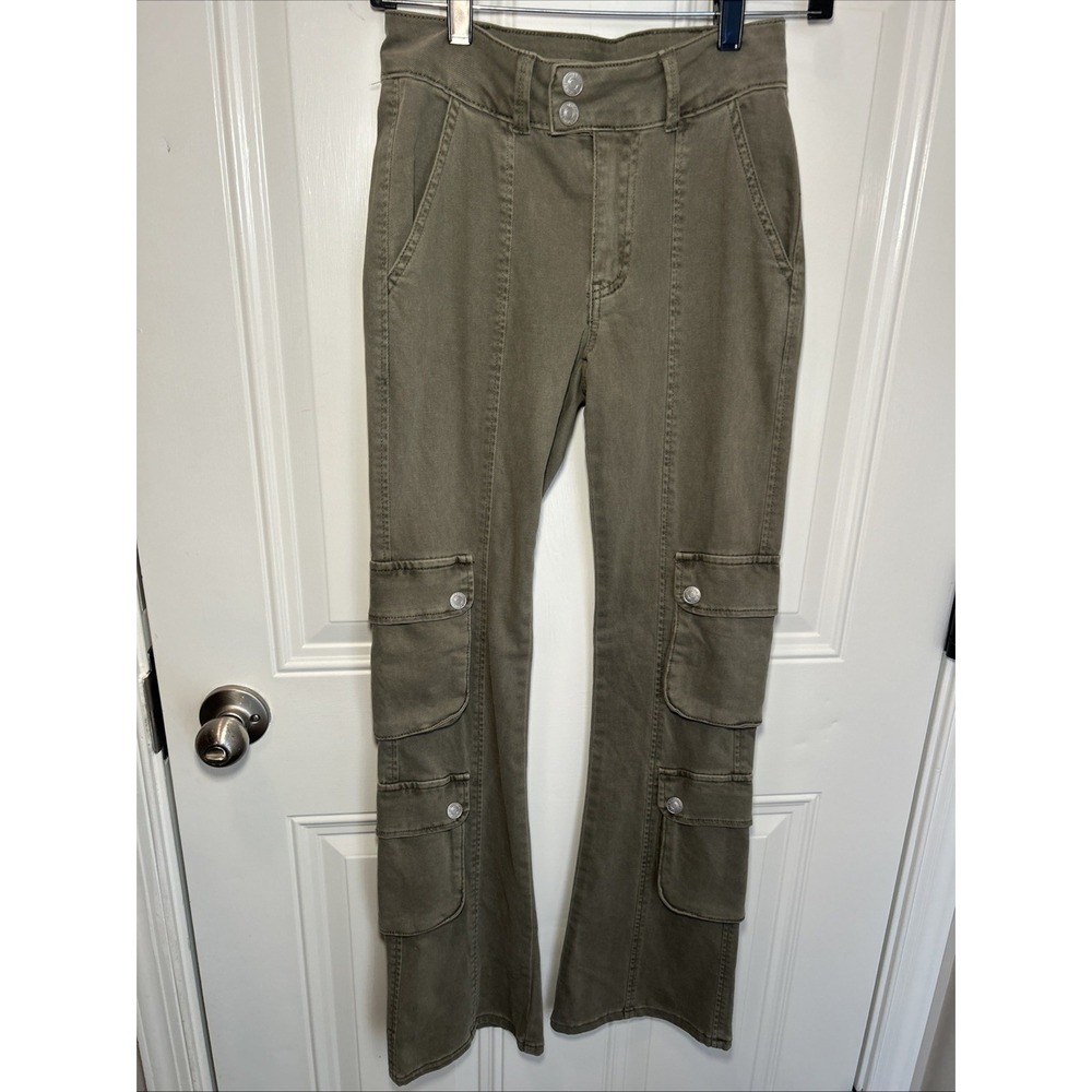 NWT Forever 21 Relaxed Straight Olive Green Double Cargo Pants Size XS 8 Pockets